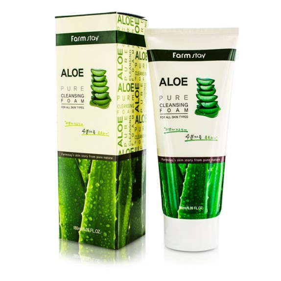Заказать онлайн Farmstay Пенка для умывания с алоэ Aloe Pure Cleansing Foam в KoreaSecret