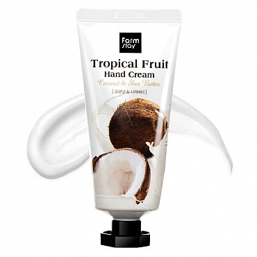 Заказать онлайн Farmstay Питательный крем для рук с маслом ши и кокосом Tropical Fruit Hand Cream Coconut в KoreaSecret