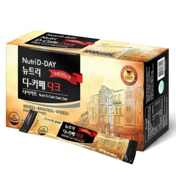 Заказать онлайн Nutri D-Day Комплект 90 стиков Темный диетический кофе Американо, 90*3гр Diet Nutri D-Cafe Dark Americano в KoreaSecret