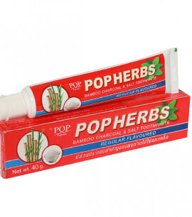 POP Herbs Зубная паста с бамбуковым углем и солью 40г в тубе Bamboo Charcoal & Salt Toothpaste