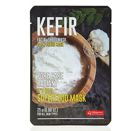 Заказать онлайн Dermal Восстанавливающая маска-салфетка с кефиром It's Real Superfood Mask Kefir в KoreaSecret