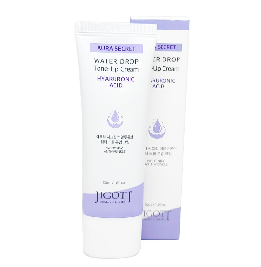 Заказать онлайн Jigott Увлажняющий крем с гиалуроновой кислотой Aura Secret Water Drop Tone-up Cream Hyaluronic Acid в KoreaSecret
