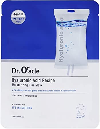 Заказать онлайн Dr.Oracle Увлажняющая маска-салфетка с гиалуроновой кислотой  Hyaluronic Acid Recipe Moisturizing Blue Mask в KoreaSecret