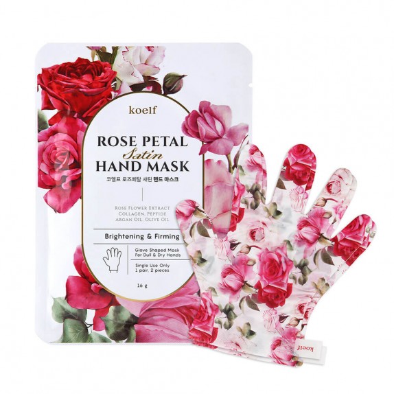 Заказать онлайн Petitfee Маска-перчатки для рук с экстрактом розы Koelf Rose Petal Satin Hand Mask в KoreaSecret