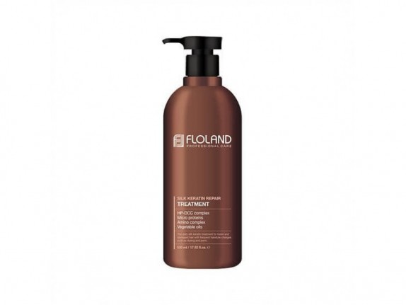 Заказать онлайн Floland Маска для поврежденных волос с кератином 530мл Premium Silk Keratin Treatment в KoreaSecret