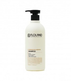 Заказать онлайн Floland Шампунь для поврежденных волос с кератином 530мл Premium Silk Keratin Shampoo в KoreaSecret