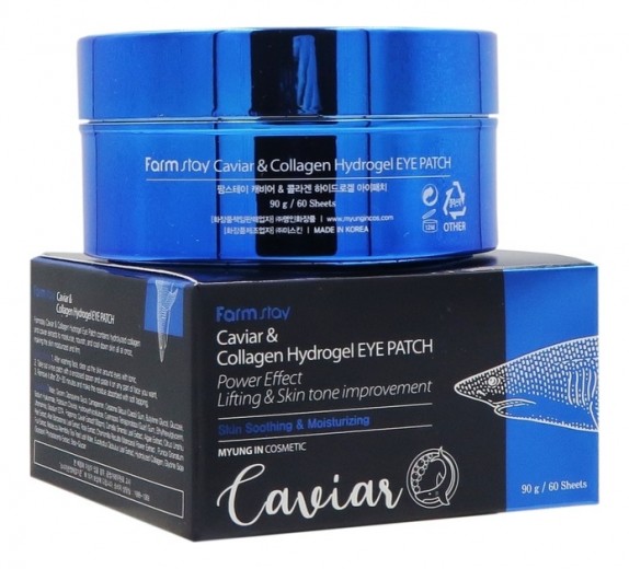 Заказать онлайн Farmstay Гидрогелевые патчи для глаз с икрой и коллагеном Caviar & Collagen Hydrogel Eye Patch в KoreaSecret