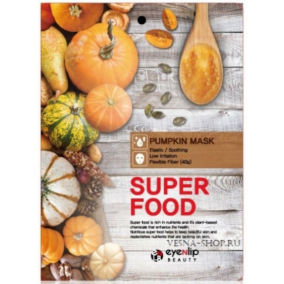 Заказать онлайн Eyenlip Маска-салфетка с экстрактом тыквы Super Food Pumpkin Mask в KoreaSecret