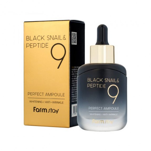 Заказать онлайн Farmstay Омолаживающая ампульная сыворотка с черной улиткой и пептидами 35мл Black Snail&Peptid в KoreaSecret