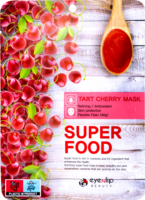 Заказать онлайн Eyenlip Маска-салфетка с экстрактом терпкой вишни Super Food Tart Cherry Berry Mask в KoreaSecret