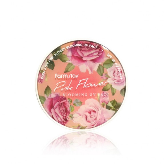 Заказать онлайн Farmstay Компактная пудра+запаска цветочная 13 Pink Flower Blooming UV Pact SPF50 PA+++ в KoreaSecret