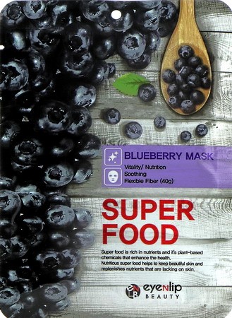 Заказать онлайн Eyenlip Маска-салфетка с экстрактом черники Super Food Blueberry Mask в KoreaSecret