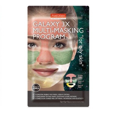 Заказать онлайн Purederm Мультимаскировочная программа для жирной кожи  Galaxy 3X Multi-Masking Program For Oily Ski в KoreaSecret