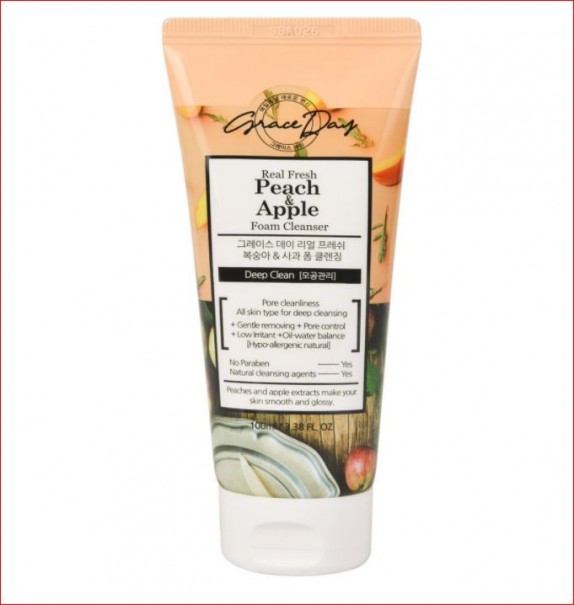 Заказать онлайн Grace Day Пенка для умывания с экстрактами персика и яблока Real Fresh Peach & Apple Foam Cleanser в KoreaSecret