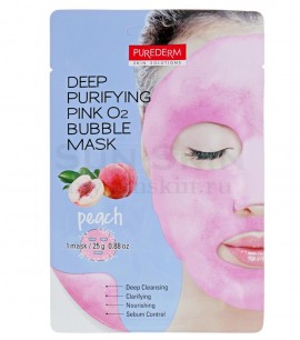 Заказать онлайн Purederm Пузырьковая маска с персиком Deep Purifying Pink O2 Bubble Mask Peach в KoreaSecret
