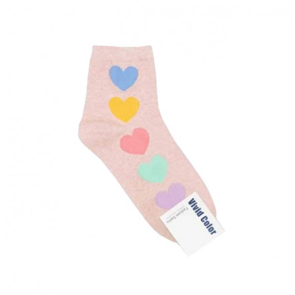 Заказать онлайн Носочки женские Сердечки Rainbow Heart Socks Pink в KoreaSecret