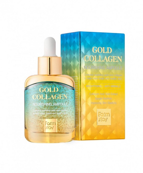 Заказать онлайн FarmStay Питательная сыворотка для лица с золотом и коллагеном Gold Collagen Nourishing Ampoule в KoreaSecret