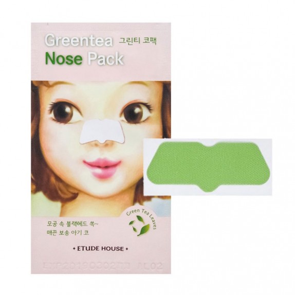 Заказать онлайн Etude House Патч от черных точек с экстрактом зелёного чая Green Tea Nose Pack в KoreaSecret