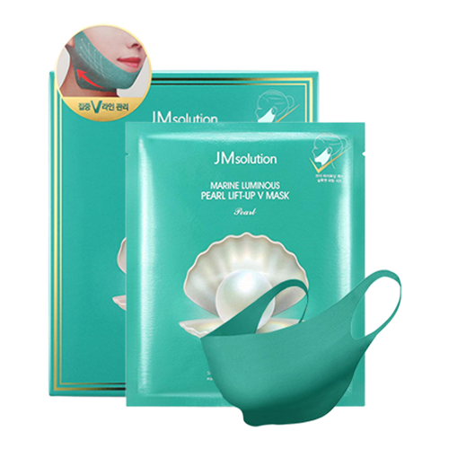 Заказать онлайн JMsolution Маска для подтяжки контура лица с протеинами жемчуга Marine Luminous Pearl Lift-up V Mask в KoreaSecret
