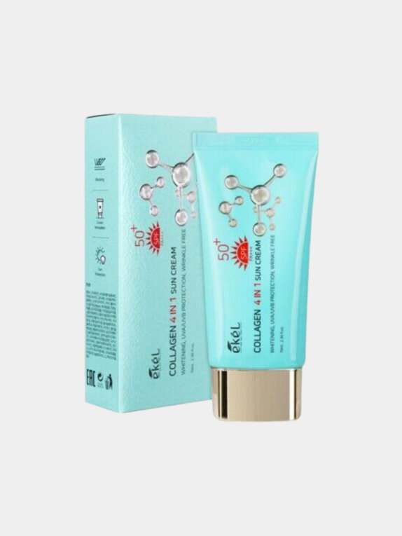 Заказать онлайн Ekel Крем солнцезащитный 4 в 1 c коллагеном Collagen 4in1 Sun Cream в KoreaSecret