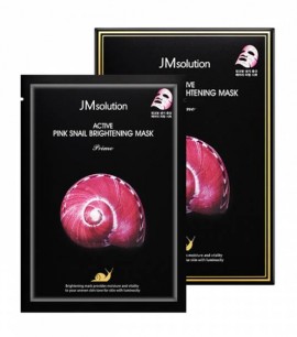Заказать онлайн JMsolution Осветляющая маска-салфетка с муцином улитки Active Pink Snail Brightening Mask Prime в KoreaSecret