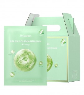 Заказать онлайн JMsolution Зеленая Маска-салфетка с коллагеном и с центеллой  Pure Fish Collagen Green Mask в KoreaSecret