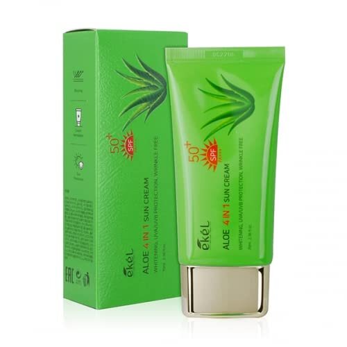 Заказать онлайн Ekel Крем солнцезащитный 4в1 с экстрактом алоэ Aloe 4in1 Sun Cream в KoreaSecret