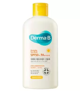 Заказать онлайн Derma:B Ламеллярный солнцезащитный лосьон для лица и тела Sun Block SPF 50+ PA++++ в KoreaSecret