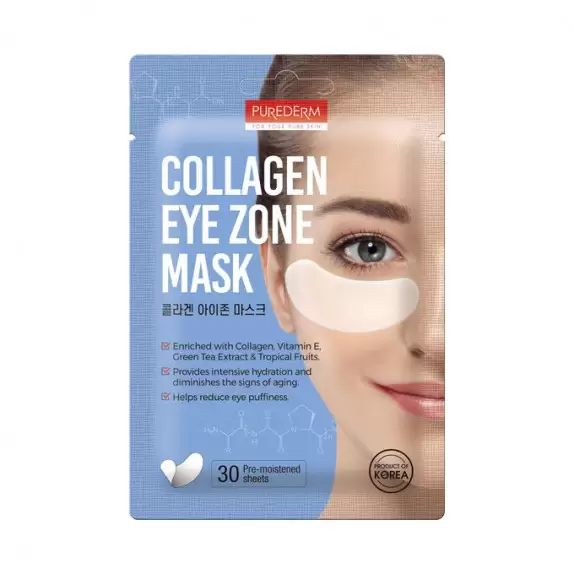 Заказать онлайн Purederm Коллагеновые патчи под глаза 30шт Collagen Eye Zone Mask в KoreaSecret